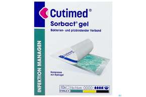 Cutimed/sorbact Gel Kompressen.bakterienbindend +hydrogel/ 7,5x 7,5cm Nr 7261110 10st, A-Nr.: 3691482 - 01