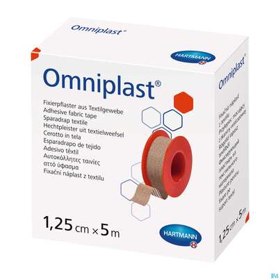 Sie sehen eine Packung Fixierpflaster Omniplast 5mx 1,25cm 1st, Produktbild: 04 Fixierpflaster Omniplast 5mx 1,25cm 1st, A-Nr.: 1565980 - 04
