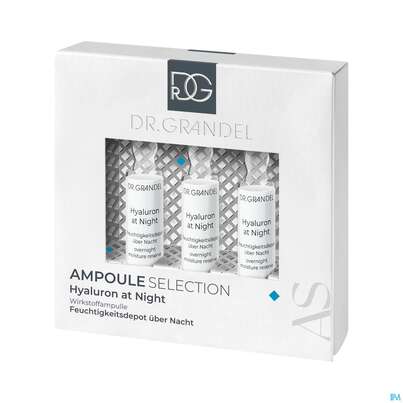 Sie sehen eine Packung Dr.grandel Professional Collection Ampulle 3x3ml Hyaluron At Night 41673 9ml, Produktbild: 01 Dr.grandel Professional Collection Ampulle 3x3ml Hyaluron At Night 41673 9ml, A-Nr.: 4493755 - 01
