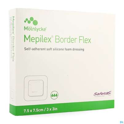 Sie sehen eine Packung Schaumverband Mepilex/flexibel Border 7,5x 7,5cm 10st, Produktbild: 04 Schaumverband Mepilex/flexibel Border 7,5x 7,5cm 10st, A-Nr.: 4802268 - 04