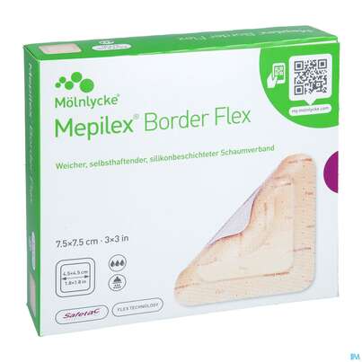 Sie sehen eine Packung Schaumverband Mepilex/flexibel Border 7,5x 7,5cm 10st, Produktbild: 05 Schaumverband Mepilex/flexibel Border 7,5x 7,5cm 10st, A-Nr.: 4802268 - 05