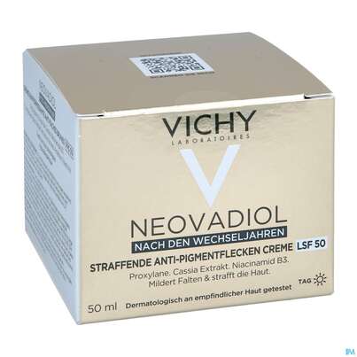 Sie sehen eine Packung Vichy Neovadiol Anti-pigmentflecken Creme Lsf50 50ml, Produktbild: 04 Vichy Neovadiol Anti-pigmentflecken Creme Lsf50 50ml, A-Nr.: 5747376 - 04