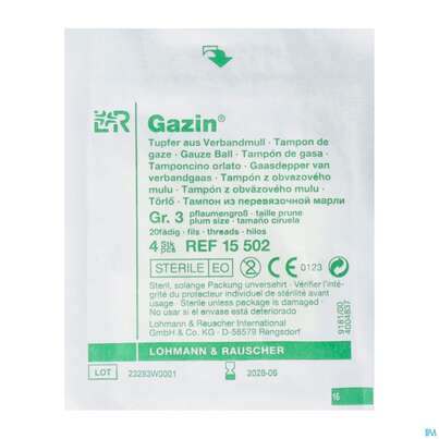 Gazin Kugeltupfer Bw Steril Pflaumengross Gr.3 1x 4 4st, A-Nr.: 2575041 - 02