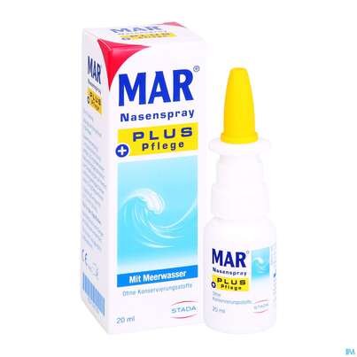 Sie sehen eine Packung Nasenspray Mar Plus Pflege 20ml, Produktbild: 05 Nasenspray Mar Plus Pflege 20ml, A-Nr.: 5233660 - 05