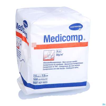 Kompressen Medicomp Vliesstoff 4fach Unsteril 7,5x 7,5cm 100st, A-Nr.: 1652035 - 04