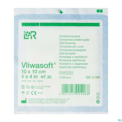 Schlitzkompressen Vliwasoft 4fach Steril 10x 10cm 2st, A-Nr.: 2628613 - 02