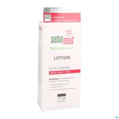 Sie sehen eine Packung Sebamed Akut/lotion Urea 10% Parfuemfrei +spen 400ml, Produktbild: 03 Sebamed Akut/lotion Urea 10% Parfuemfrei +spen 400ml, A-Nr.: 4084933 - 03