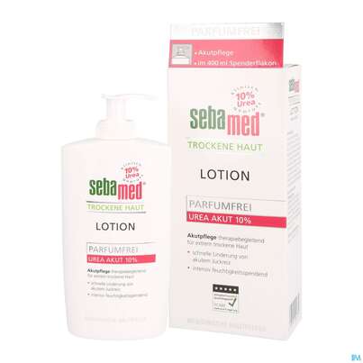 Sie sehen eine Packung Sebamed Akut/lotion Urea 10% Parfuemfrei +spen 400ml, Produktbild: 04 Sebamed Akut/lotion Urea 10% Parfuemfrei +spen 400ml, A-Nr.: 4084933 - 04