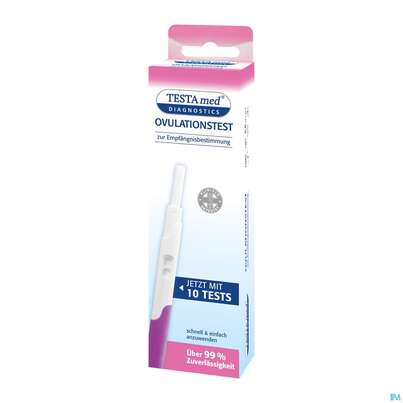 Sie sehen eine Packung Ovulationstest Testamed 10st, Produktbild: 02 Ovulationstest Testamed 10st, A-Nr.: 5441275 - 02