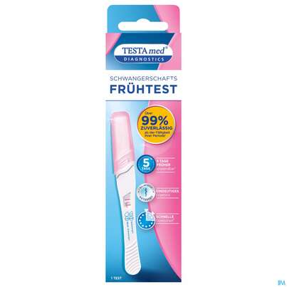 Sie sehen eine Packung Schwangerschaftstest Testamed 1st, Produktbild: 01 Schwangerschaftstest Testamed 1st, A-Nr.: 5441217 - 01