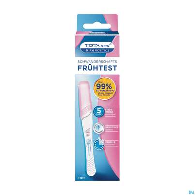 Sie sehen eine Packung Schwangerschaftstest Testamed 1st, Produktbild: 04 Schwangerschaftstest Testamed 1st, A-Nr.: 5441217 - 04
